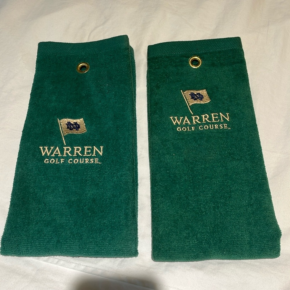 Warren Golf Course Club Towel. Notre Dame Course. Never been used.